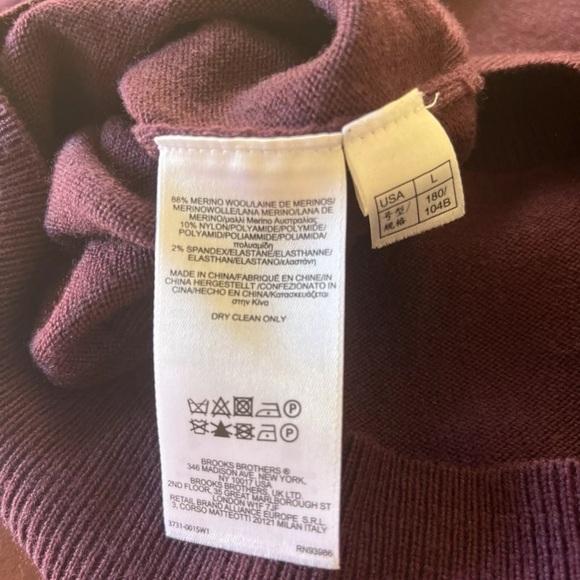 Brooks Brothers Extra Fine Merino Wool Purple Color Men’s Size L. - Picture 7 of 7